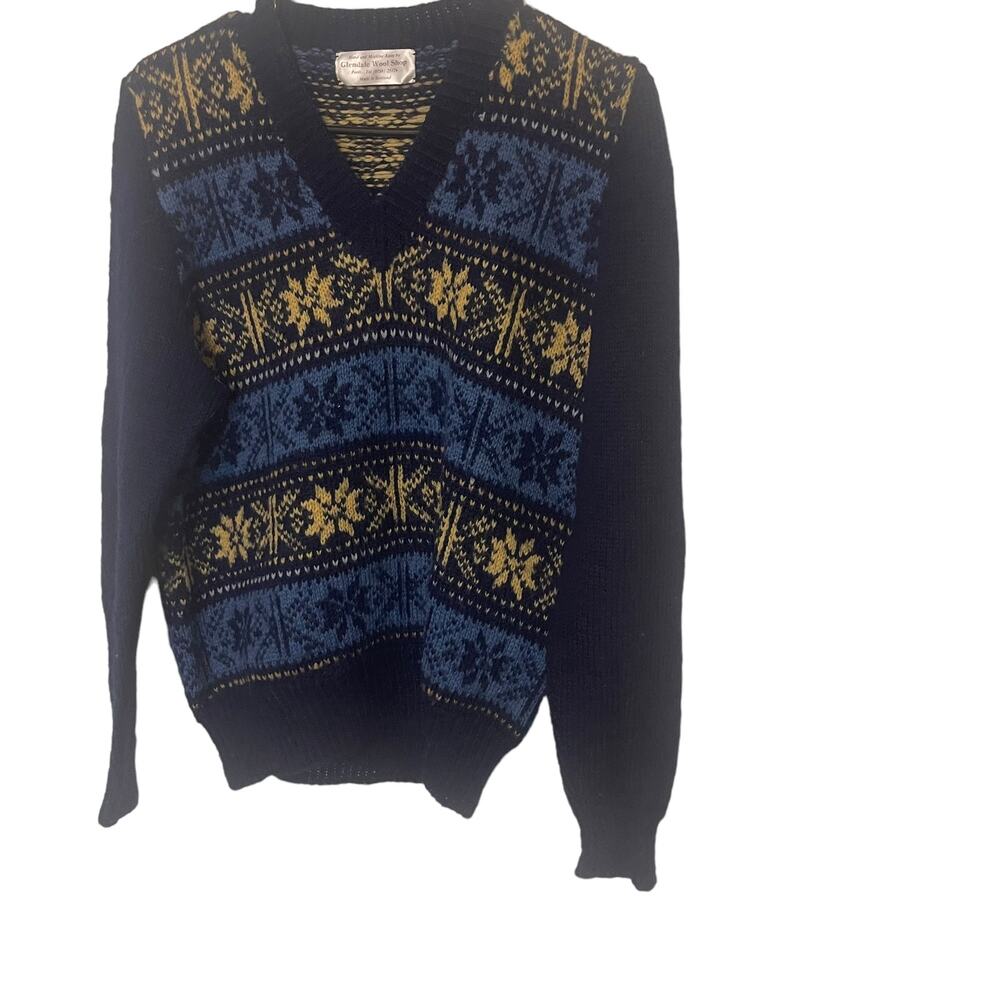 Glendale Wool‎ Shop Women's Size Medium Blue Nordic Scotland Sweater